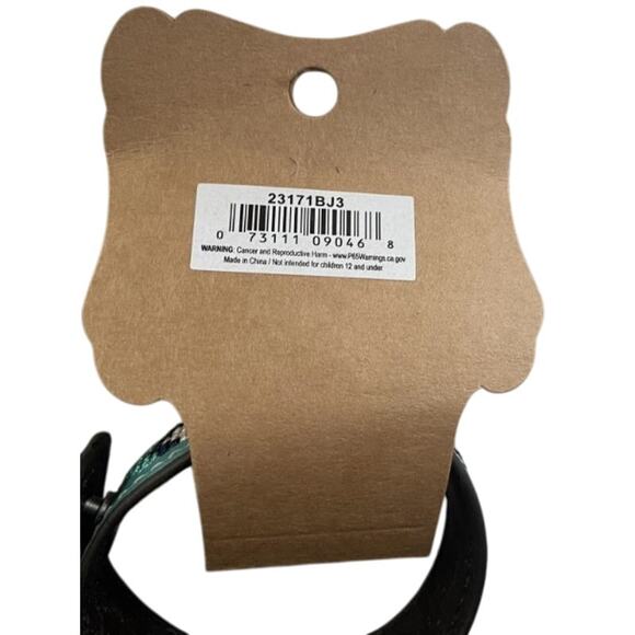 NEW Justin Leather Turquoise Western Embroidered Adjustable Cuff Bracelet - Picture 2 of 2